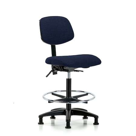 Blue Ridge Ergonomics Chair, Fabric, Hi Bench, CF Glides, Nav, No Arms, 26" to 35-1/2" Height, Dark Blue BR-FHBCH-RG-T0-A0-CF-RG-F45