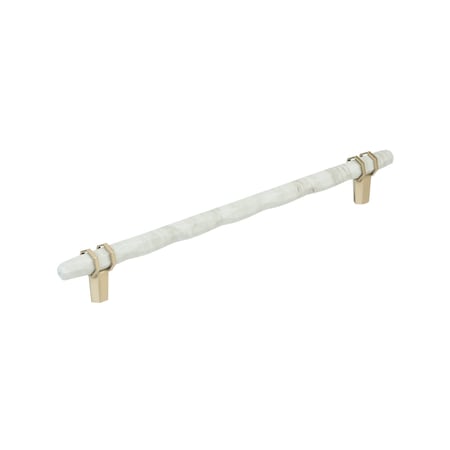 Amerock Carrione 10-1/16 inch 256mm Center-to-Center Marble White/Golden Champagne Cabinet Pull BP36664MWBBZ