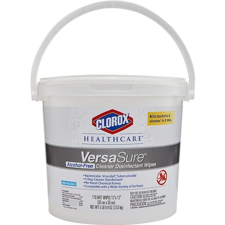 Clorox VersaSure Cleaner Disinfectant Wipes, 1-Ply, 12 x 12, Fragranced, White, 110 Wipes, PK2 31759