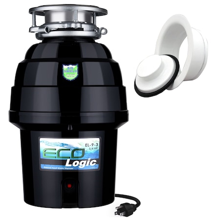 Eco Logic 3/4 HP Continuous Feed Garbage Disposal with White Sink Flange 10-US-EL-9-DS-3B-WH
