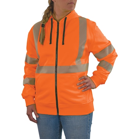 Ergodyne 3XL Orange Class 3 Womens Performance HV Zip-Up Hoodie 8305W