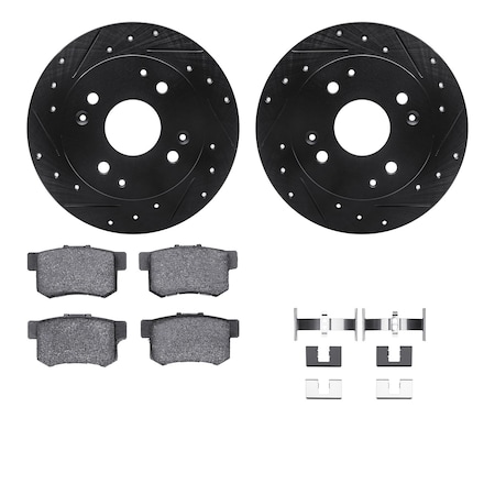 Dynamic Friction Co DFC Rotors-Drilled & Slotted-Black w/ 5000 Advanced Brake Pads Incl Hdw 8512-59022