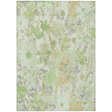 Homeroots 8' X 10' Artichoke Green Lavender And Beige Floral Washable Indoor Outdoor Area Rug 611183