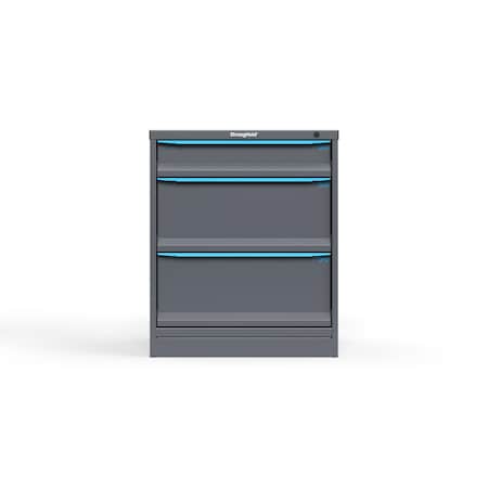 Strong Hold 3 drawer cabinet - (1x 5ft, 2x 11ft) - Blue accents - Keyed Alike S3036-PPAAS-0304FS