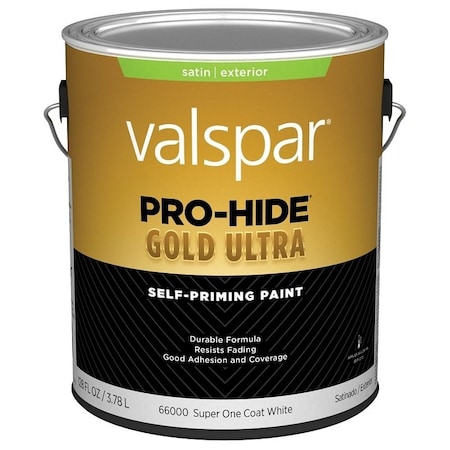 Valspar Pro-Hide Gold Ultra 6600 Latex Paint, Acrylic Base, Satin Sheen, Super One Coat White, 1 gal 028.0066000.007