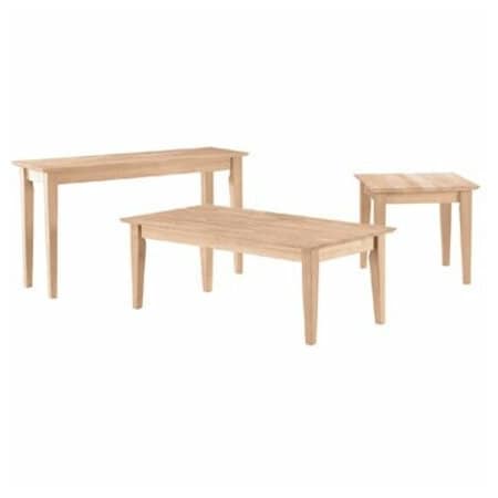 International Concepts Rectangle Shaker Coffee Table Tall, 42 W, 24 L, 18 in H, Wood, Unfinished OT-9TC