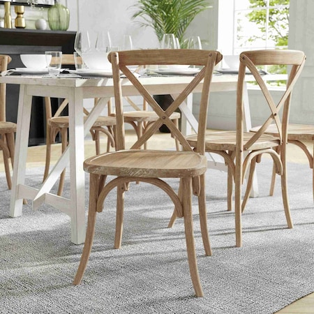 Flash Furniture Advantage Medium Natural With White Grain X-Back Chair, PK2 X-BACK-MOWG-2