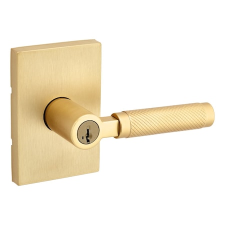 Kwikset Prava Lever with Rectangular Rose Entry Door Lock SmartKey with 6AL Latch and RCS Strike Satin 740PVLRCT-4S