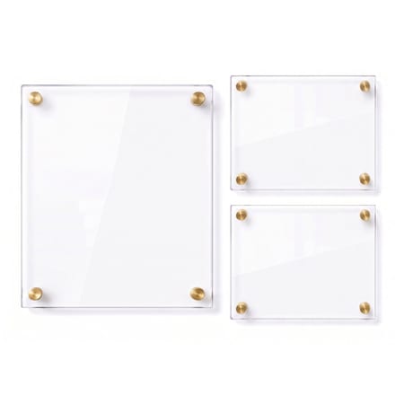 Azar Displays Gallery Wall Set: (2) 8x10 and (1) 16x20 Sign Holders with 1 in GOLD Caps and Standoffs 105720-GLD