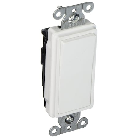 Hubbell Wiring Switches & Lighting, Spec Grade, 20A 120/277V, Single Pole, Back/Side Wired, White DS120W