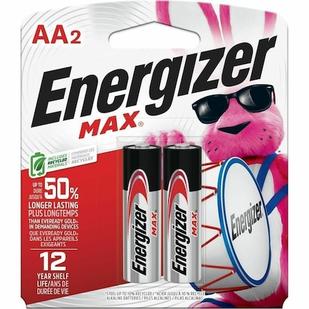 Energizer Max AA Alkaline Battery, 2PK E91BP-2