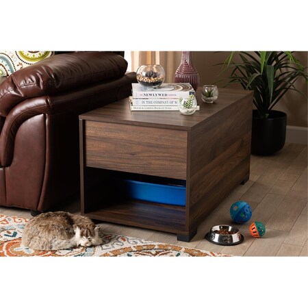 Believercreyente Baxton Studio Skylar Walnut Brown Finished Cat Litter Box Cover House BE1675059