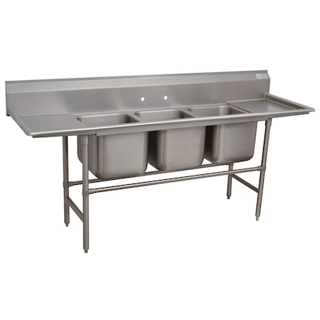 Advance Tabco Regaline Sink 3-compartment with left & right-hand drainboards 94-63-54-24RL