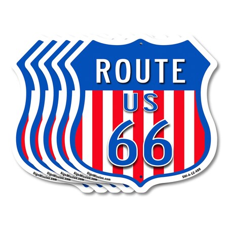 Signmission Route Us 66, 12 inch X 12 inch, Aluminum Metal Sign, 5PK SHI-A-5Pack-12-480