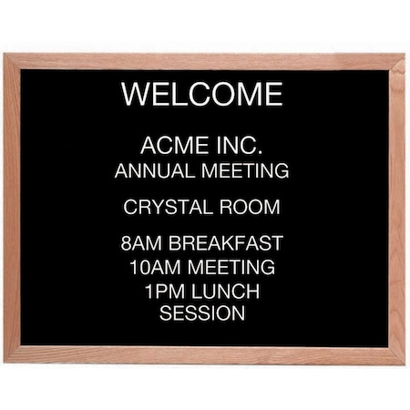 Aarco Open Faced Oak Framed Letter Board Message Center, 24''Hx30''W AOFD2430