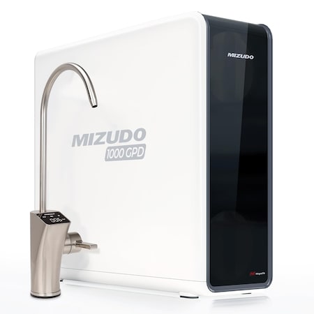 Mizudo 1000 GPD, 9-Stage Reverse Osmosis Filtration System, 3:1 Pure to Drain, Smart LED Faucet WP1000A0G