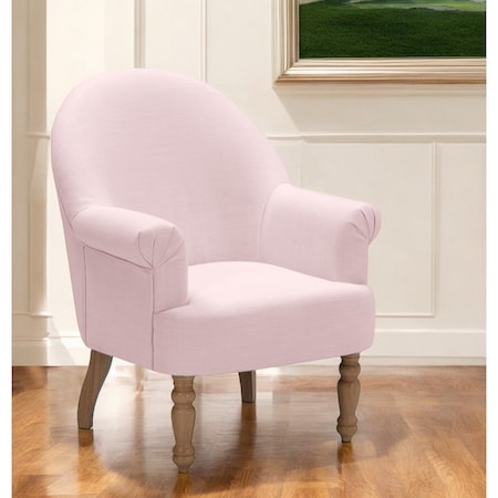 Homeroots 33" Pink And Brown Linen Arm Chair 534143
