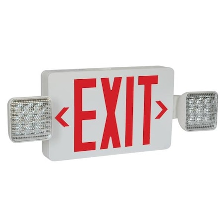 Exitronix EQCSS Series LED Exit Sign Combo, Dual Emergency Heads, Red/Green EQCSS-R-WH