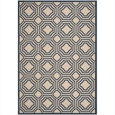 Safavieh 2 ft. x 3 ft. -7 in. Small Rectangle Indoor-Outdoor Courtyard- Beige and Navy- Power Loomed Rug CY6112-258-2