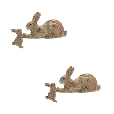 Homeroots Set Of Two 4" Brown and White Polyresin Rabbit Figurine, 2PK 518102
