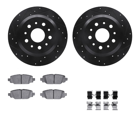 Dynamic Friction Co DFC Rotors-Drilled & Slotted-Black w/ 5000 Advanced Brake Pads Incl Hdw 8512-42063