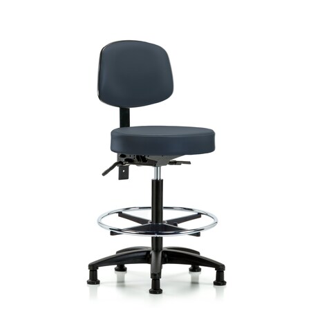 Blue Ridge Ergonomics Bench Stool, Hi, Vin, Bk, Tilt, CF, Gld, Nav BR-VHBST-RG-T1-CF-RG-8582