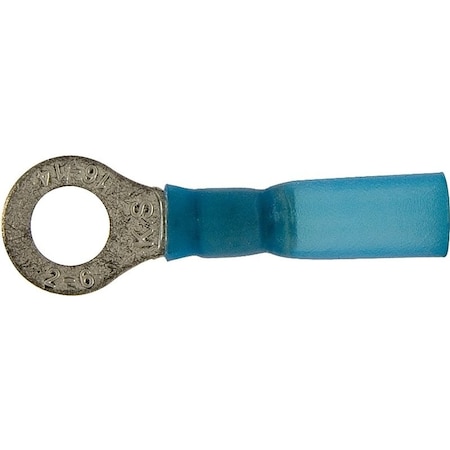 Calterm Ring Terminal, 16 to 14 AWG Wire, Copper Contact, Blue 65711