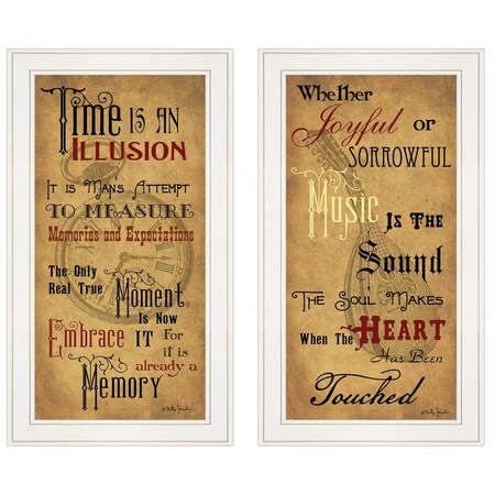 Homeroots Set Of Two Joyful 1 White Framed Print Wall Art, 2PK 406166