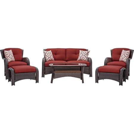 Hanover Strathmere 6-Piece Lounge Set STRATHMERE6PCRED