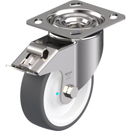 Blickle Swivel Plate Caster, PU, 5", Brake, Overall Height: 6-1/8" LKX-POTH 125KAD-14-FI
