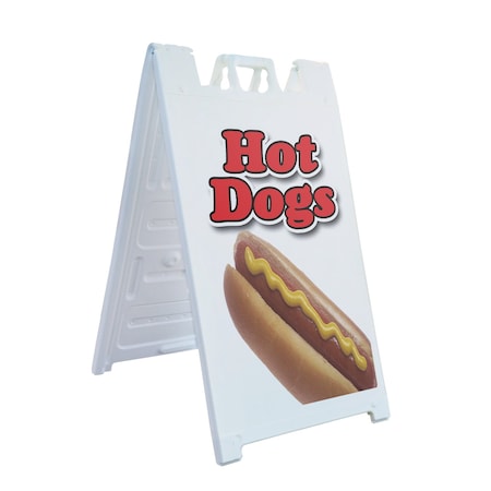 Signmission Hot Dogs, A-Frame & 2 Decals Installed, Heavy-Duty Plastic Frame SBHD-D-2436-Hot Dogs 1