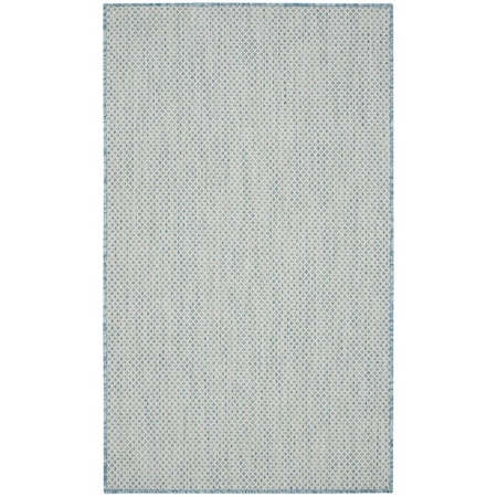 Homeroots 3' X 5' Aqua And Ivory Geometric Indoor Outdoor Area Rug 554726
