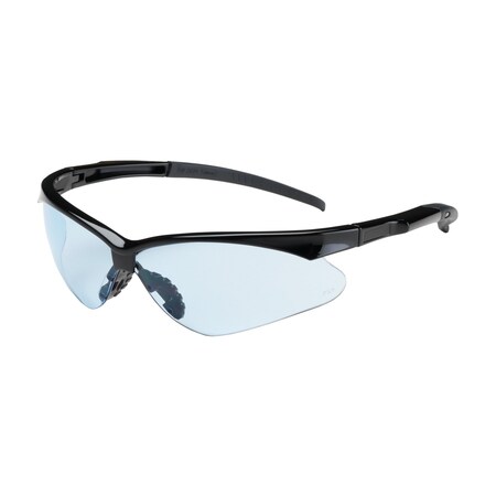 Bouton Optical Semi-Rimless Safety Glasses with Black Frame, Light Blue Lens and Anti-Scratch Coating 250-28-0003