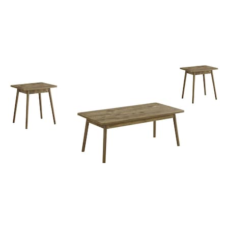 Monarch Specialties Table Set, 3pcs Set, Coffee, End, Side, Accent, Living Room, Light Brown Laminate, Mid Century I 7852P
