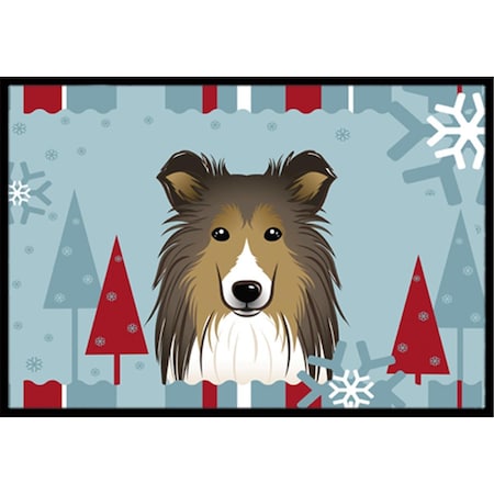 Carolines Treasures BB1738JMAT Winter Holiday Sheltie Indoor & Outdoor Mat, 24 x 36 in. BB1738JMAT