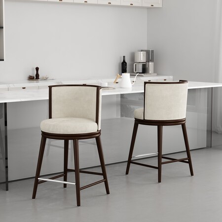 Manhattan Comfort Evalyn Counter Stool  in Cream - Set of 2 2-CS021-CR