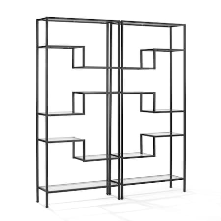 Crosley Sloane 2-Piece Etagere Bookcase Set KF13051MB