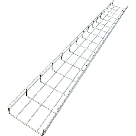 Kable Kontrol Wire Mesh Cable Tray - 4 in W x 4 in D x 10 ft L - Electro-Zinc Plated Steel - Chrome Finish, 128PK KK-4X4X10-EZ-128
