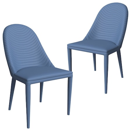 Leisuremod Seville Modern Leather Dining Side Chair with Iron Legs in Navy Blue, 2PK SC48NBU2