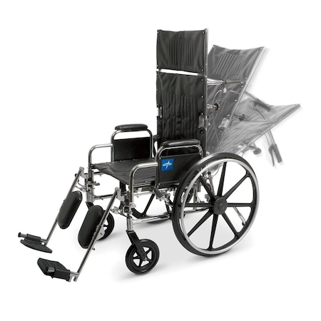 Medline Excel Reclining Wheelchair with Removable Desk-Length Arms and Elevating Leg Rests MDS808650