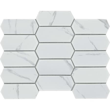Emser Tile Elegan Series Porcelain Mosaic Tile, 14 in L Tile, 10 in W Tile, Pressed Edge, Calacata, 20PK W95ELEGCA1013MTKM