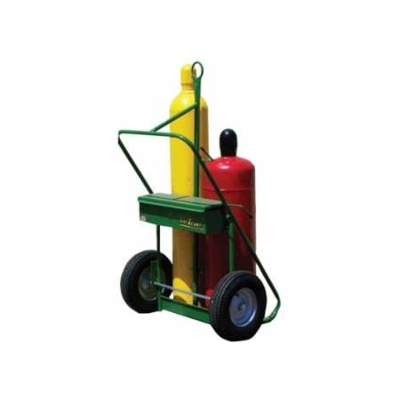 Saf-T-Cart 400 Series Carts, Holds 2 Cylinders, 9.5 in-12.5 in dia., 16 in Pneum. Wheels, 62 in H 339-552-16