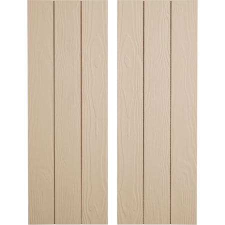 Ekena Millwork Rustic Three Board Joined Board-n-Batten Sandblasted Faux Wood Shutters w/No Batten, 16 1/2"W x 42"H SHUBJN16X42SDPR