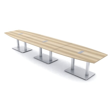 Skutchi Designs Boat Conference Table With Power Unit, 48 in W, 216 in L, Brown HAR-BOT-48x216-DOU-K525-NA