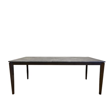 Homeroots 63" Gray and Walnut Faux Marble and Wood Dining Table 716288