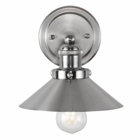 Jonathan Y July 7.88" 1-Light Industrial Farmhouse Metal Vanity Light, Nickel JYL7426B