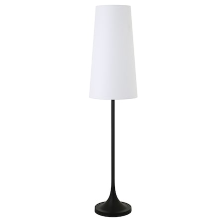 Homeroots 60" Black Novelty Floor Lamp With White Frosted Glass Drum Shade 523430