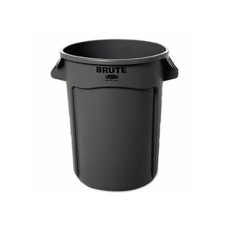 Rubbermaid Commercial BRUTE Round Container without Lid, 32 gal, Heavy-Duty Plastic, Gray 640-FG263200GRAY