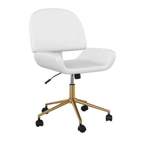 Martha Stewart Tyla Upholstered Office Chair in White/Polished Brass CH-220921-5-WH-GLD-MS