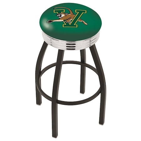 Holland Bar Stool Co 30" Blk Wrinkle Vermont Swivel Bar Stool, Chrome Ring L8B3C30Vermnt